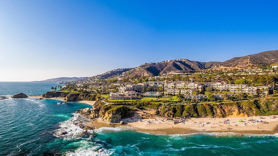 Aerial view of Laguna Beach coastline in Orange County, representing nearby outpatient addiction treatment and recovery services at Breakaway Health in Southern California.