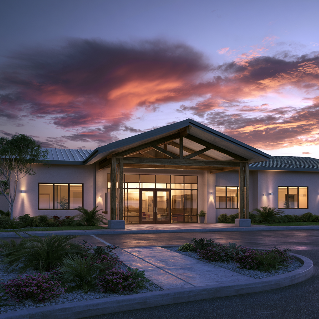 Exterior of a family owned addiction treatment center offering a warm, welcoming environment for recovery and healing at Breakaway.