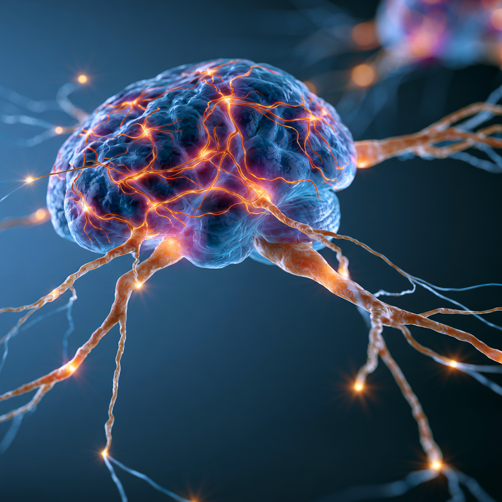 Illustration of an active brain with glowing neural connections, representing Neural Pathway Therapy at Breakaway Health in Costa Mesa, CA, helping individuals strengthen healthy thought patterns, improve emotional regulation, and support recovery from mental health and substance use disorders.
