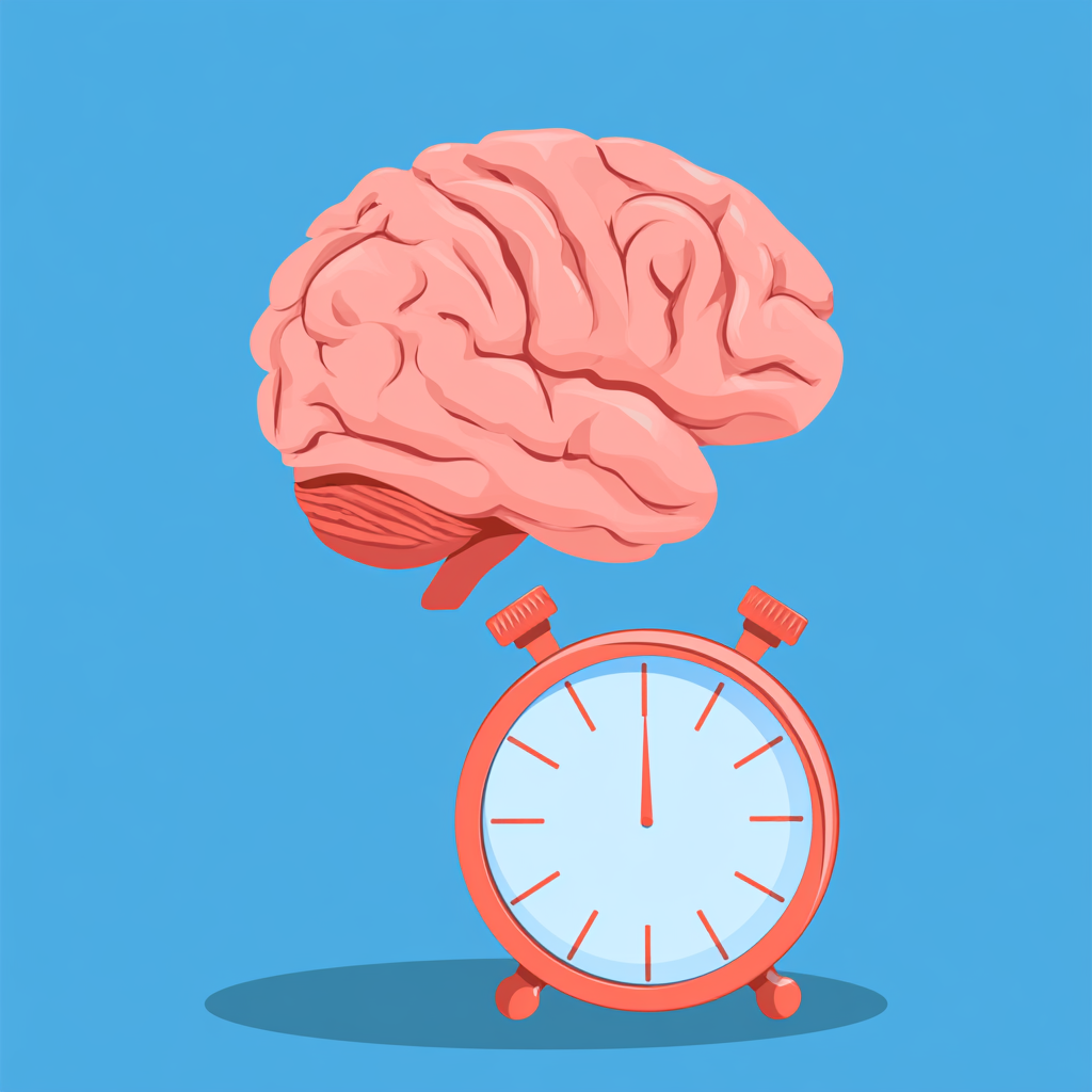 Neural pathway treatment timeline in Costa Mesa illustrated with a brain and clock, representing how long treatment may take to support brain healing and recovery.